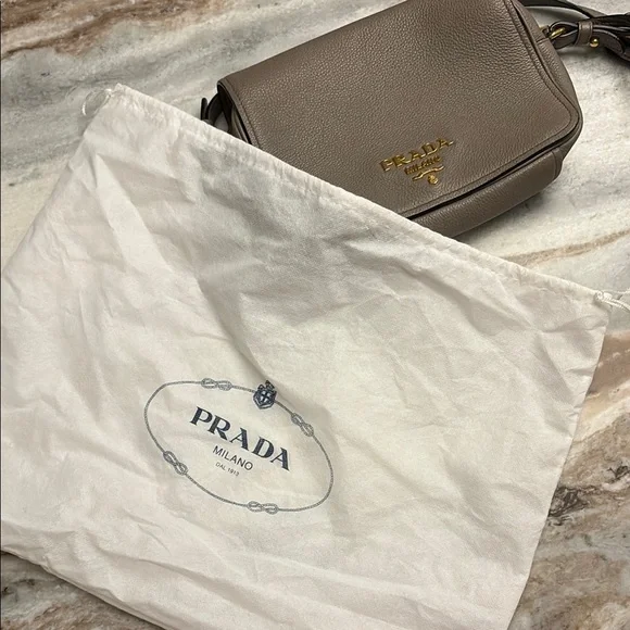 Prada Women's Taupe Leather Crossbody Bag - Picture 5 of 5